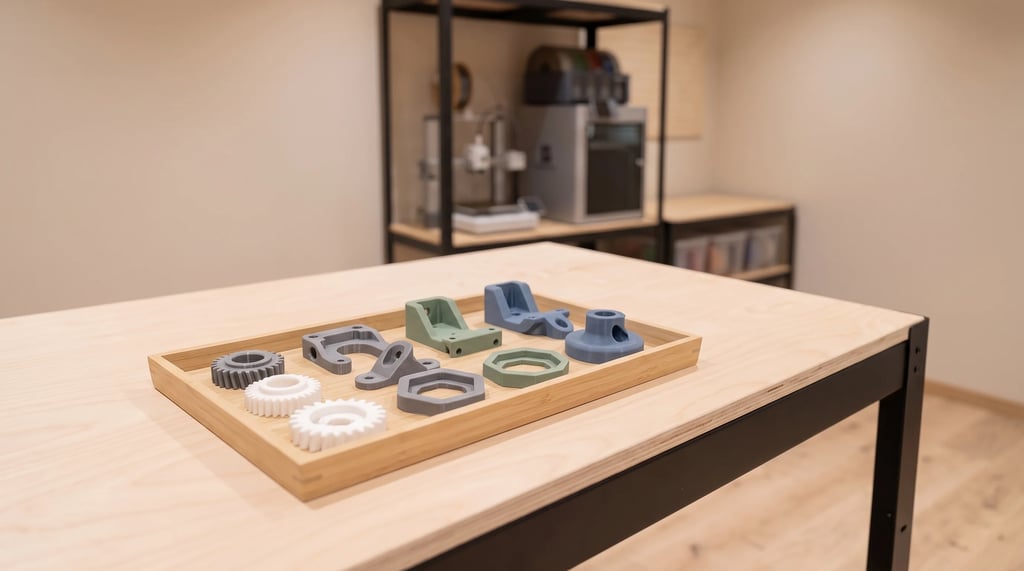 Ferdige 3D-printede deler i Formheims verksted