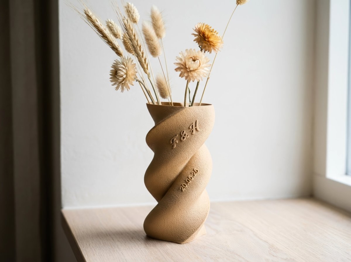 Heart twist vase, med personlig tekst