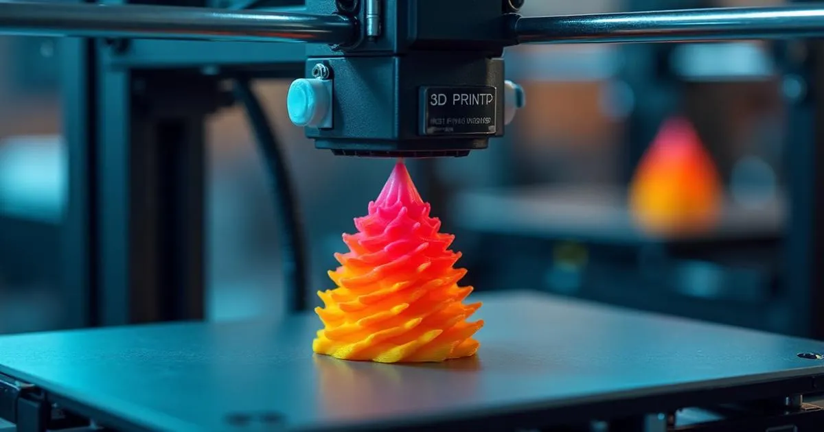 3D-skriver som printer et fargerikt objekt
